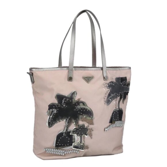 PRADA Tote Bag Nylon Pink Silver Auth bs19866 - Picture 1 of 16
